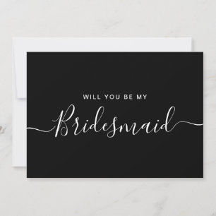 Minimalistische Schwarz-weiße Bridesmaid-Vorschlag Einladung