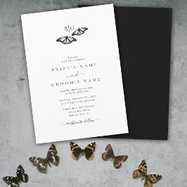 Minimalistische Schwarz-weiße Butterfly-Monogrammh Einladung