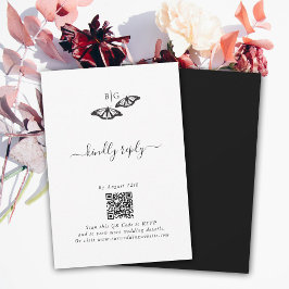 Minimalistische Schwarz-weiße Butterfly-Monogrammh RSVP Karte