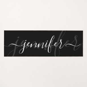 Minimalistische Schwarz-weiße Elegantenschrift Yogamatte