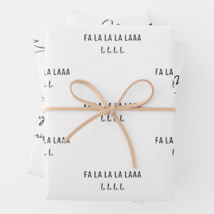 Minimalistische Schwarz-weiße Frohe Weihnachtsbaum Geschenkpapier Set