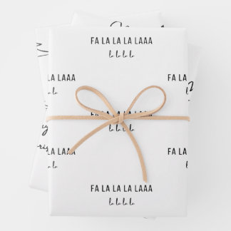Minimalistische Schwarz-weiße Frohe Weihnachtsbaum Geschenkpapier Set
