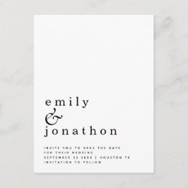 Minimalistische Schwarz-weiße Hochzeit Das Datum s Ankündigungspostkarte