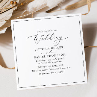 Minimalistische Schwarz-weiße Hochzeit Einladung
