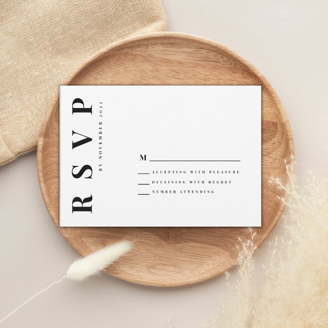 Minimalistische schwarz-weiße Hochzeit rsvp (Von Creator hochgeladen)