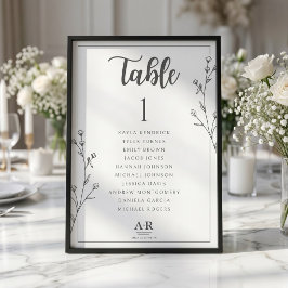 Minimalistische schwarz-weiße Hochzeit Sitzplan Ka
