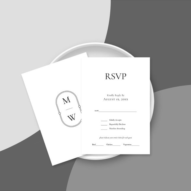 Minimalistische Schwarz-weiße Hochzeitkarte für Mo RSVP Karte (Von Creator hochgeladen)