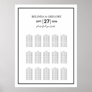 Minimalistische Schwarz-weiße Hochzeitstabelle Poster