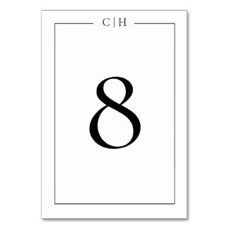 Minimalistische schwarz-weiße Hochzeitstischnummer Tischnummer