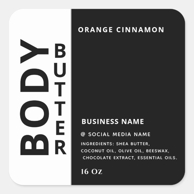 Minimalistische Schwarz-weiße KaroButter Quadratischer Aufkleber (Vorderseite)