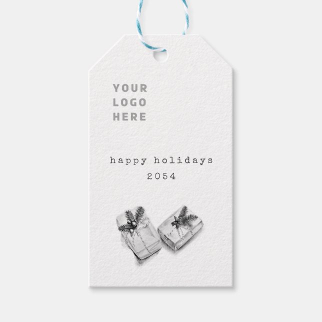 Minimalistische Schwarz-weiße Kunst Zeichnend Weih Geschenkanhänger (Vorderseite)