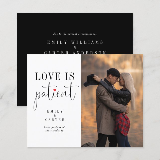 Minimalistische Schwarz-weiße Liebe ist geduldig (Vorne/Hinten)