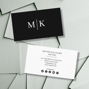 Minimalistische Schwarz-weiße Monogram Social Medi Visitenkarte