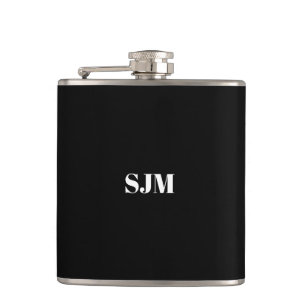 Minimalistische Schwarz-weiße Monogramm-Initialen Flachmann