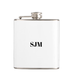 Minimalistische Schwarz-weiße Monogramm-Initialen Flachmann