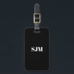 Minimalistische Schwarz-weiße Monogramm-Initialen Gepäckanhänger<br><div class="desc">Minimalistisch Eleganter Name des Monogramms Schwarz-weiß Gepäckmarke</div>
