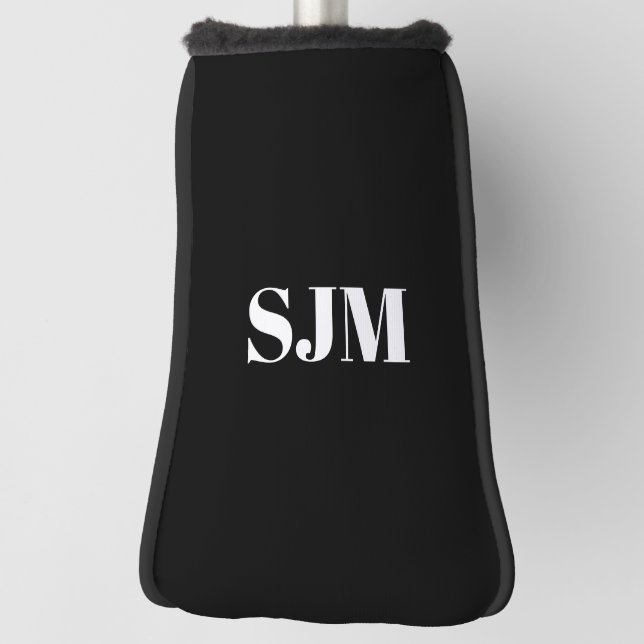 Minimalistische Schwarz-weiße Monogramm-Initialen Golf Headcover (Rotieren 90)