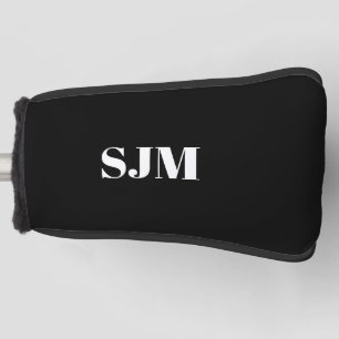 Minimalistische Schwarz-weiße Monogramm-Initialen Golf Headcover