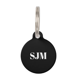 Minimalistische Schwarz-weiße Monogramm-Initialen Haustiermarke