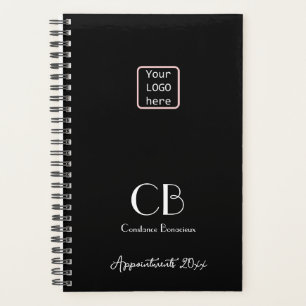 Minimalistische Schwarz-weiße Monogramm-Initialen Planer