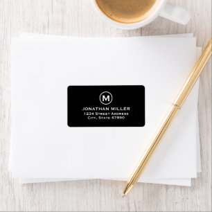 Minimalistische Schwarz-weiße Monogramm-Rücksendea Adressaufkleber