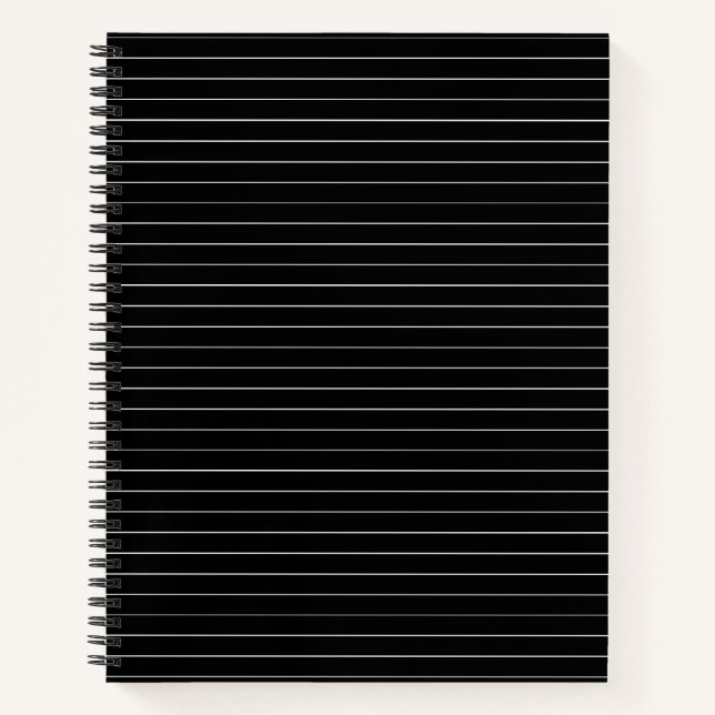 Minimalistische Schwarz-weiße Pinstreifen, modern  Notizbuch (Vorderseite)