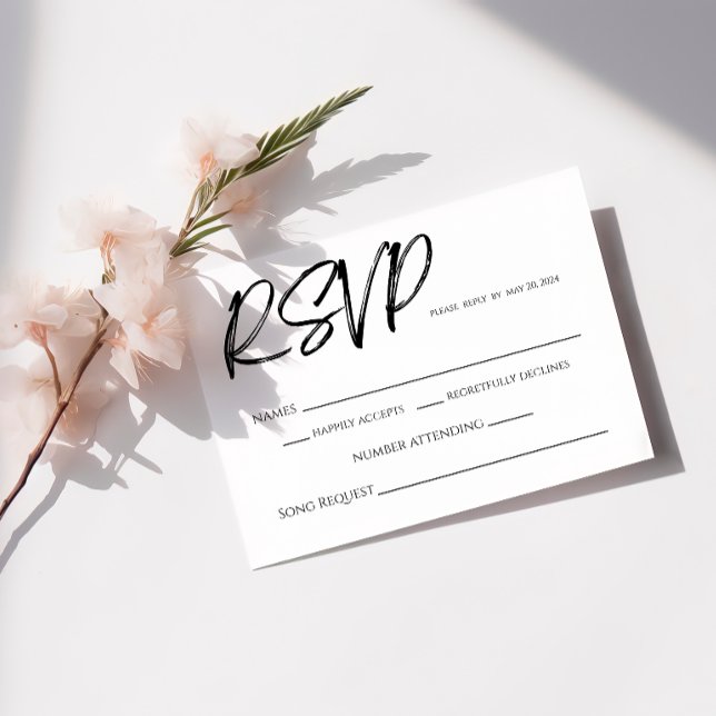 Minimalistische Schwarz-weiße RSVP-Karte RSVP Karte (Von Creator hochgeladen)