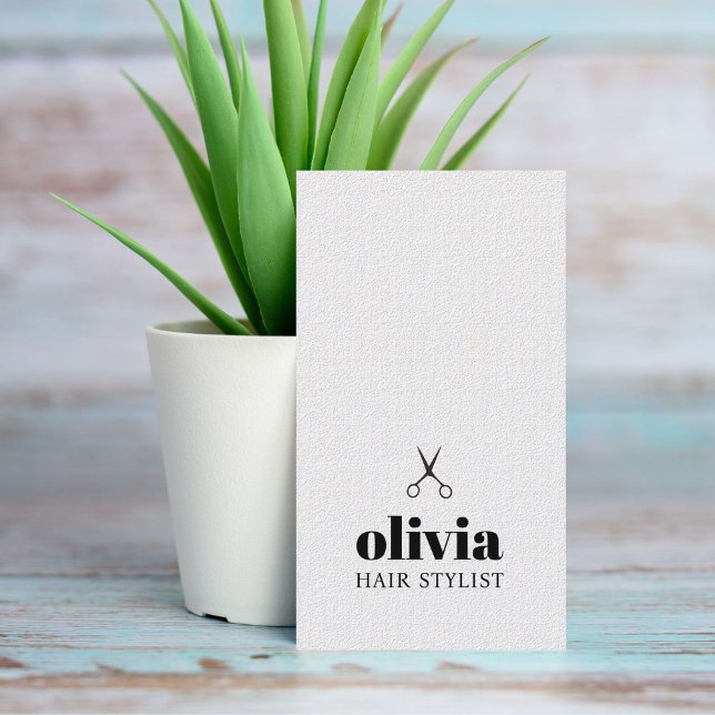 Minimalistische Schwarz-weiße Schere fett Friseuri Visitenkarte (Von Creator hochgeladen)