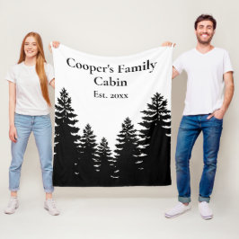 Minimalistische Schwarz-weiße Silhouette Fleecedecke