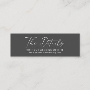 Minimalistische Schwarz-weiße Skriptwebsite RSVP-K Mini Visitenkarte