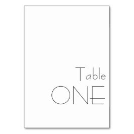 Minimalistische Schwarz-weiße spielerische Typogra Tischnummer