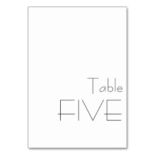 Minimalistische Schwarz-weiße spielerische Typogra Tischnummer