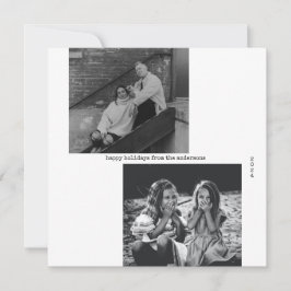 Minimalistische Schwarz-weiße Typografie Foto Weih Feiertagskarte