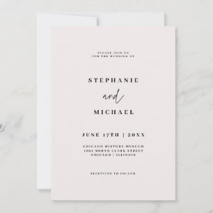 Minimalistische Schwarz-weiße Typografie-Hochzeit Einladung