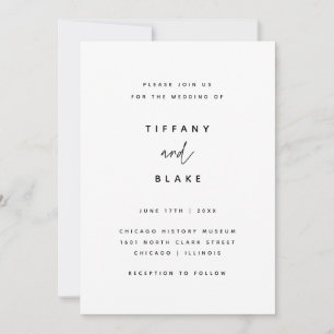 Minimalistische Schwarz-weiße Typografie-Hochzeit Einladung