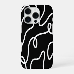 Minimalistische schwarz-weiße wellenförmige Linien iPhone 16 Pro Hülle