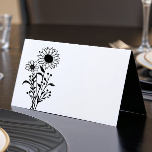 Minimalistische Schwarz-weiße Wildblumen