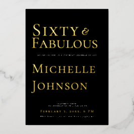 Minimalistische schwarze 60 & fantastische Geburts Folieneinladung