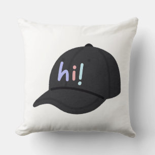 Minimalistische schwarze Baseballkappe Hi Begrüßun Kissen