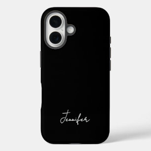 Minimalistische schwarze benutzerdefinierte Namens iPhone 16 Hülle