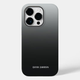 Minimalistische schwarze bis grau mit Namen Case-Mate iPhone 14 Pro Hülle