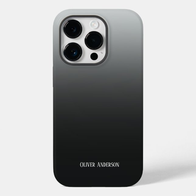 Minimalistische schwarze bis grau mit Namen Case-Mate iPhone Hülle (Rückseite)