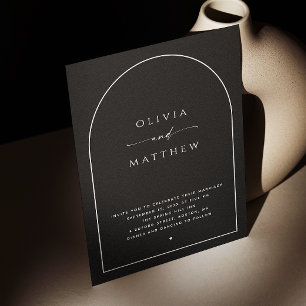 Minimalistische schwarze Bogen-Hochzeit Foto & Q Einladung