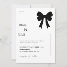 Minimalistische schwarze Bogen-Hochzeitseinladung