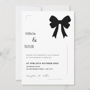 Minimalistische schwarze Bogen-Hochzeitseinladung Einladung