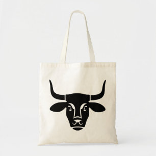 Minimalistische schwarze Bullenkopf-Ochsen-Silhoue Tragetasche