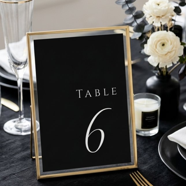 Minimalistische schwarze elegante moderne Hochzeit Tischnummer (Von Creator hochgeladen)