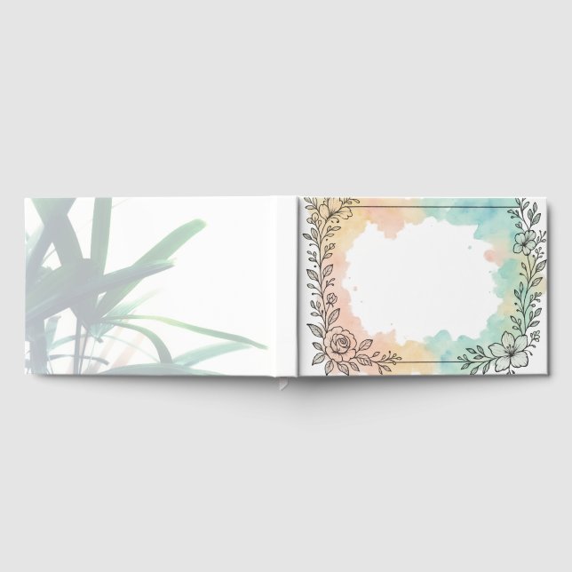 Minimalistische schwarze Flora, rechteckige Aquare Gästebuch (Voll)