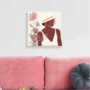 Minimalistische schwarze Frauenwandkunst Leinwanddruck