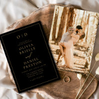 Minimalistische Schwarze Gold-Foto-Hochzeit